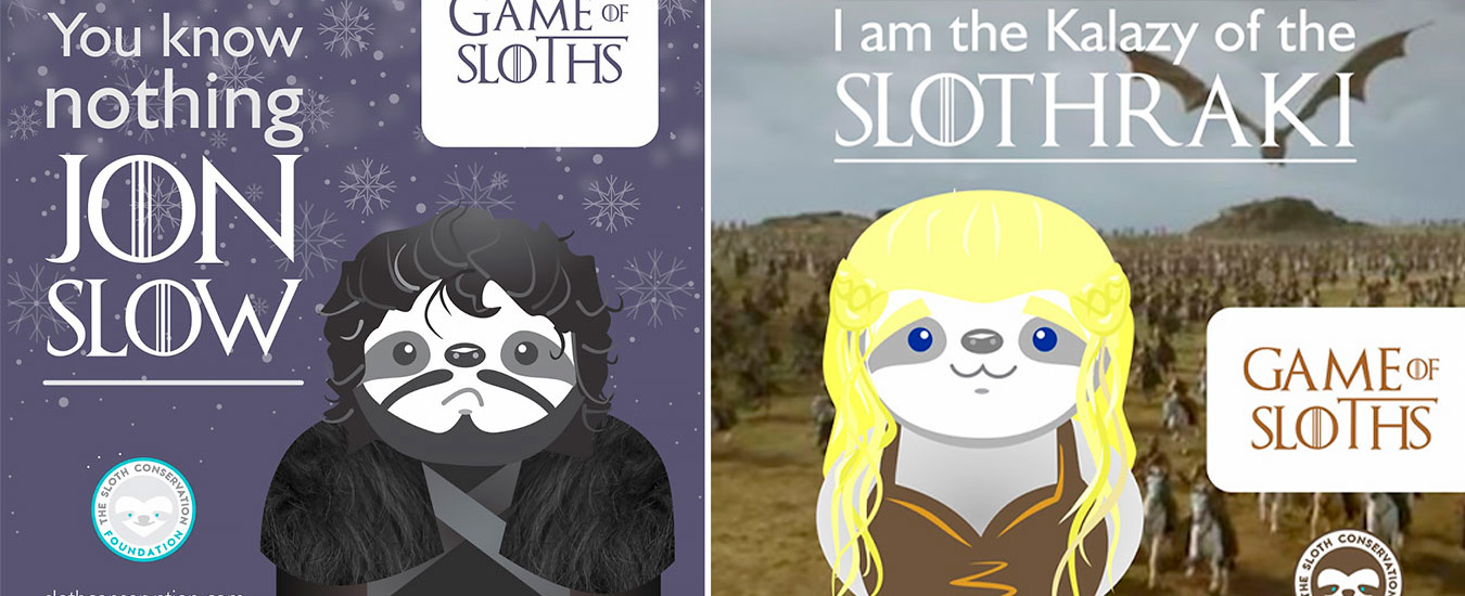 Personagens do Game of Thrones como preguiças