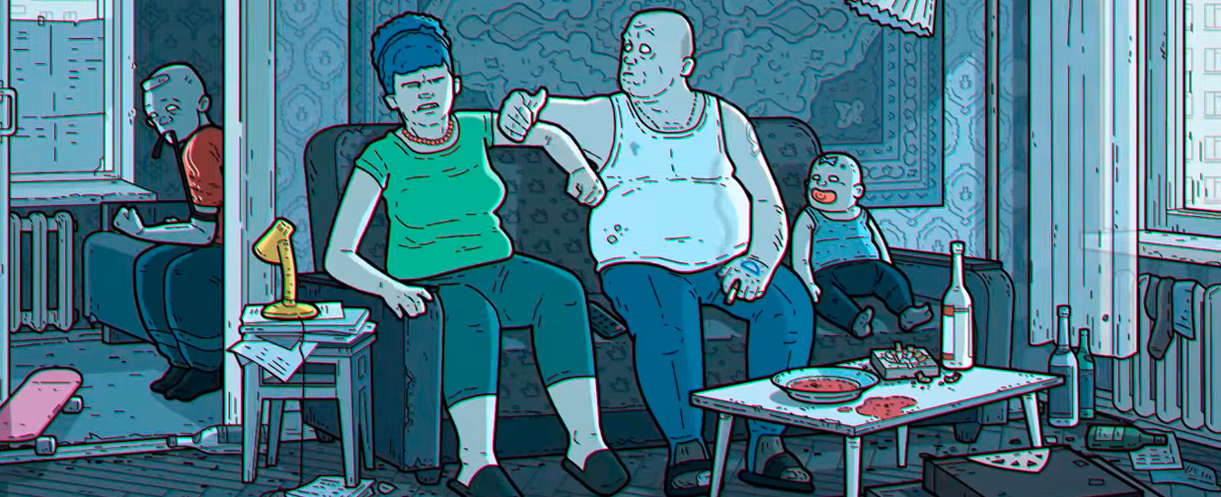 A abertura dos Simpsons depressivos estilo arte russa