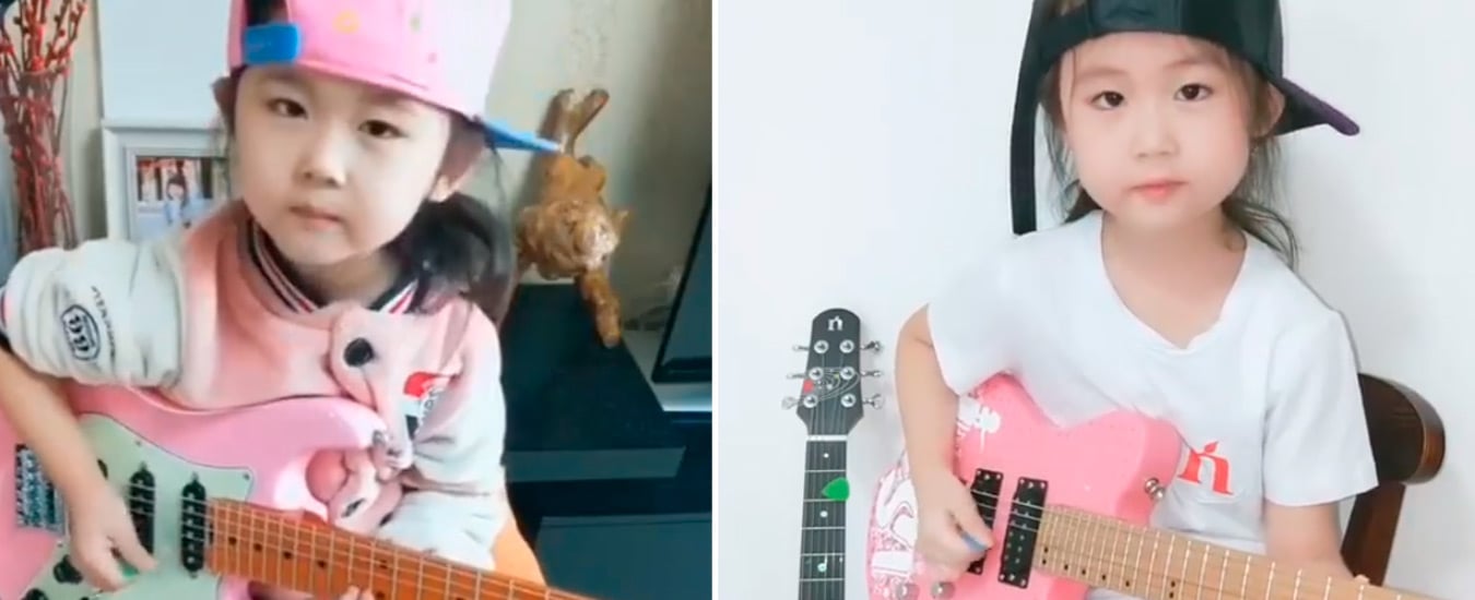 Uma garotinha que toca solos de guitarra sensacionais