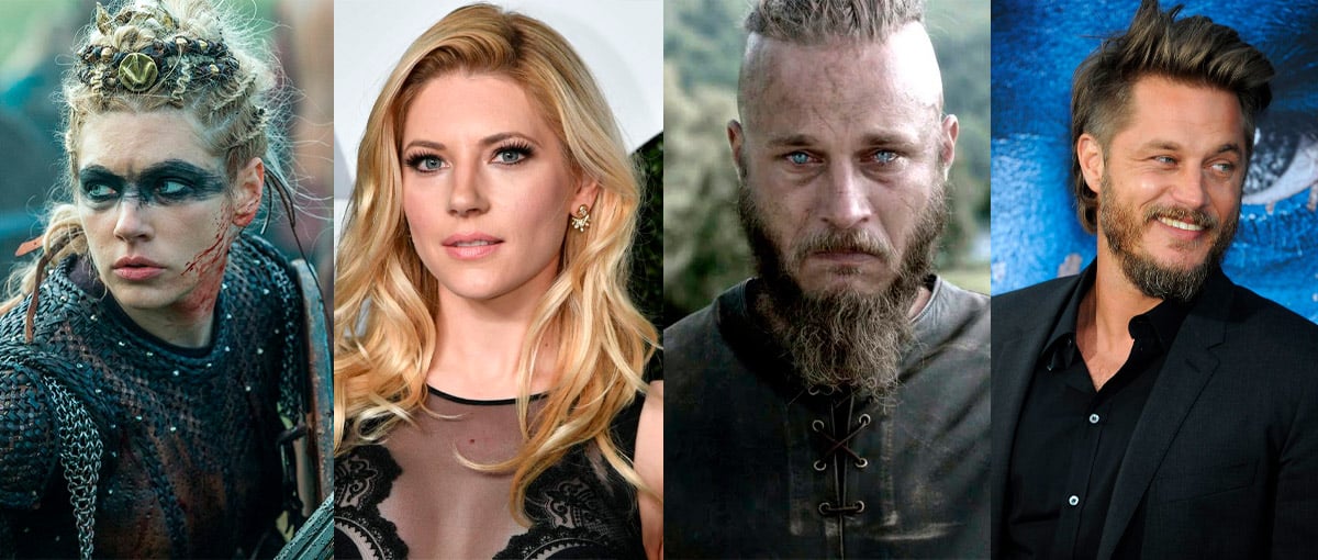 Os atores de Vikings com e sem a caracterização para o seriado