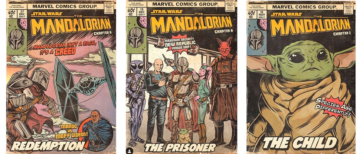 Artista cria capas de quadrinhos do Mandalorian