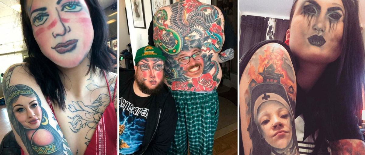 Troca de rosto com tatuagens resulta em imagens hilárias
