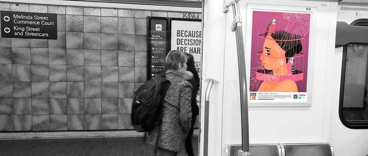 Artistas espalham pôsteres sobre saúde mental nos metrôs de Toronto