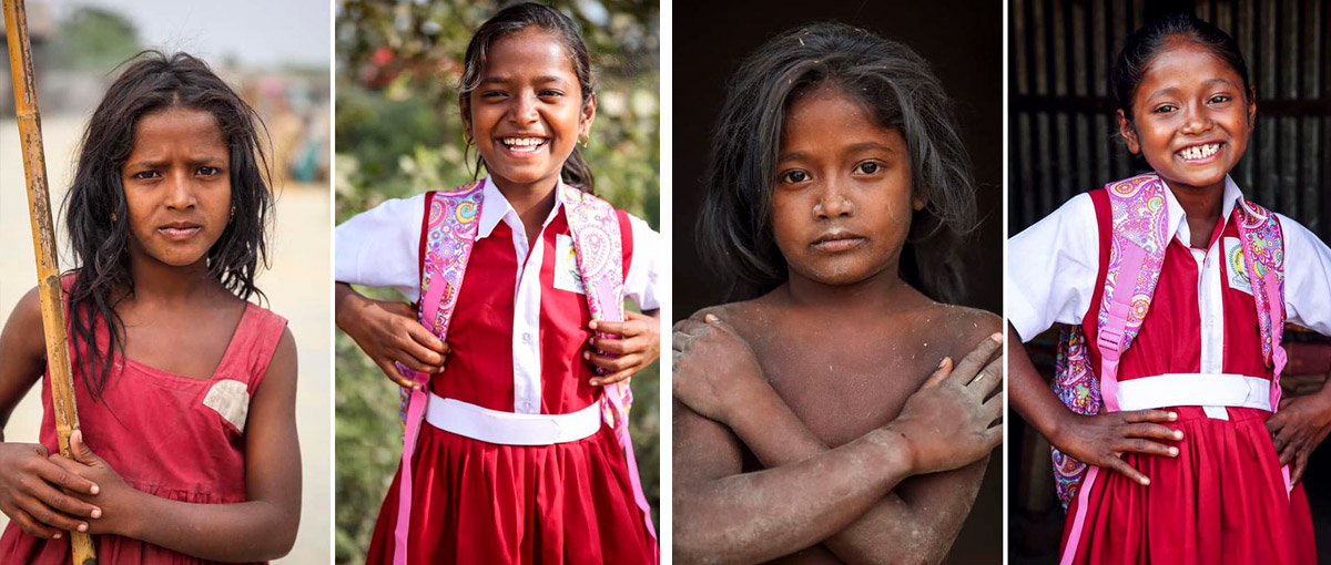 Fotos de Antes e depois da escola em Bagladesh