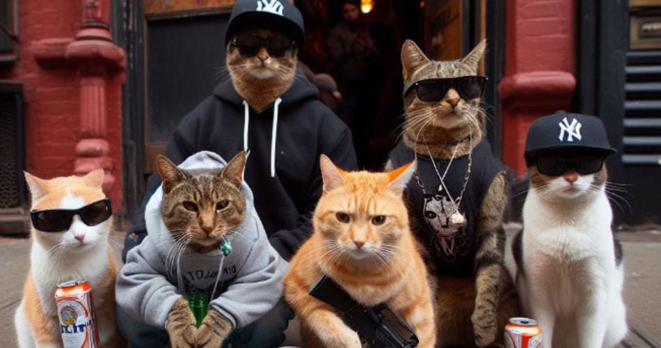 Miaufia: 22 imagens engraçadas geradas por IA das Gangues de Gatos de Rua