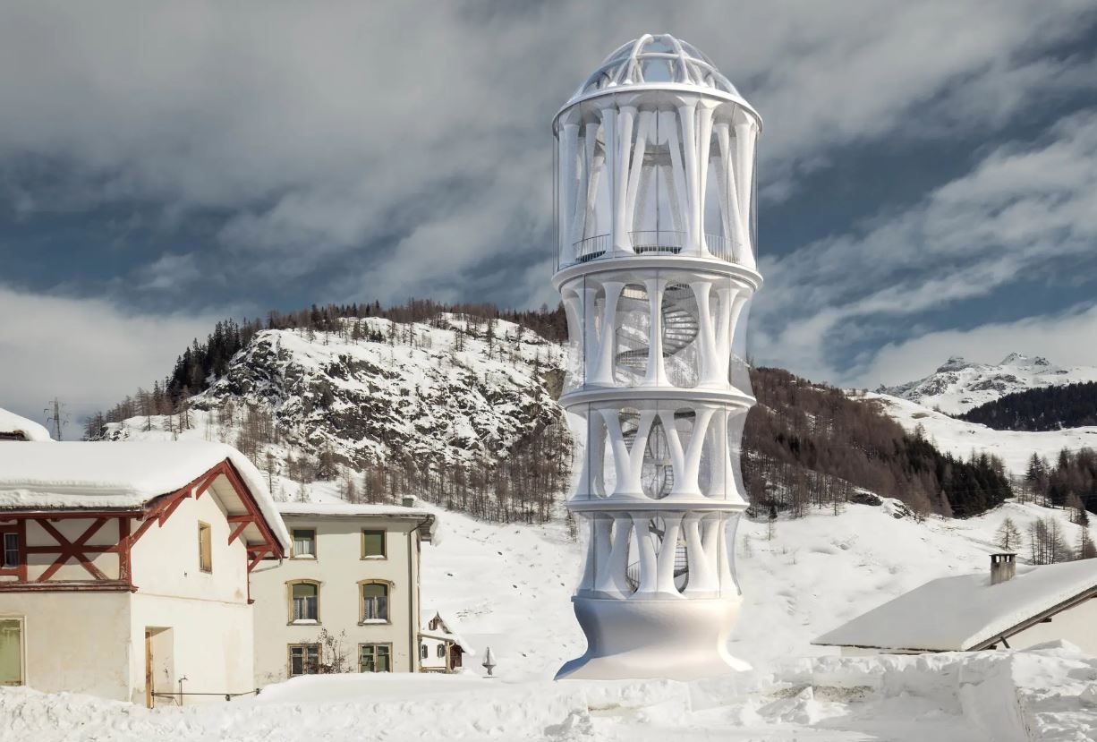 A Torre Branca é a estrutura impressa em 3D mais alta do mundo, localizada nos Alpes Suíços
