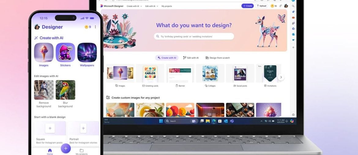 Microsoft Designer agora disponível para iOS e Android, e oferece ferramentas de IA generativa