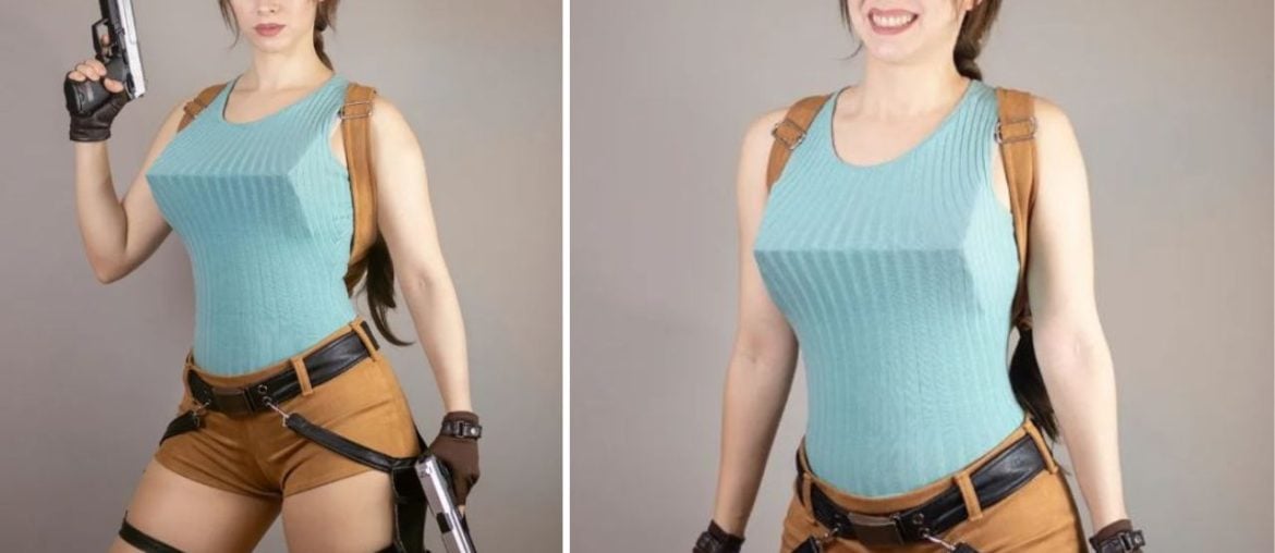 Cosplay de Lara Croft original tem até seios poligonais