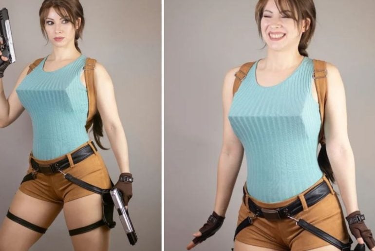 Cosplay de Lara Croft original tem até seios poligonais