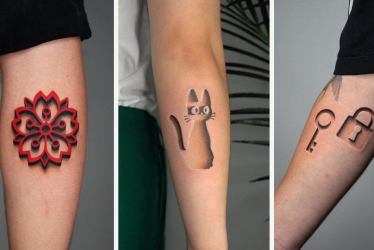 Fantásticas tatuagens em relevo 3D, por Daniel Gulliver