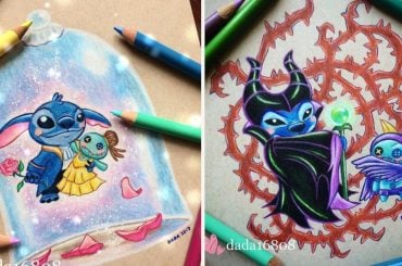 Stitch ganha desenhos coloridos à lápis pela artista Dada