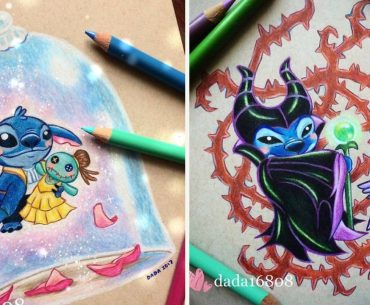 Stitch ganha desenhos coloridos à lápis pela artista Dada