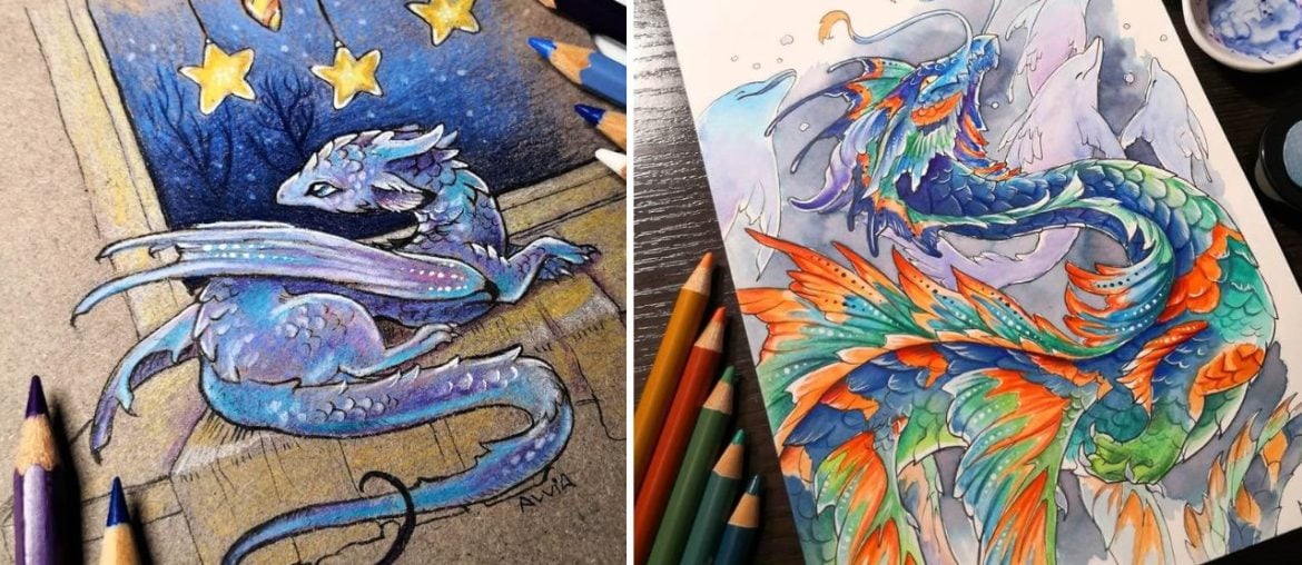 Dragões e Criaturas Fantásticas em desenhos e pinturas