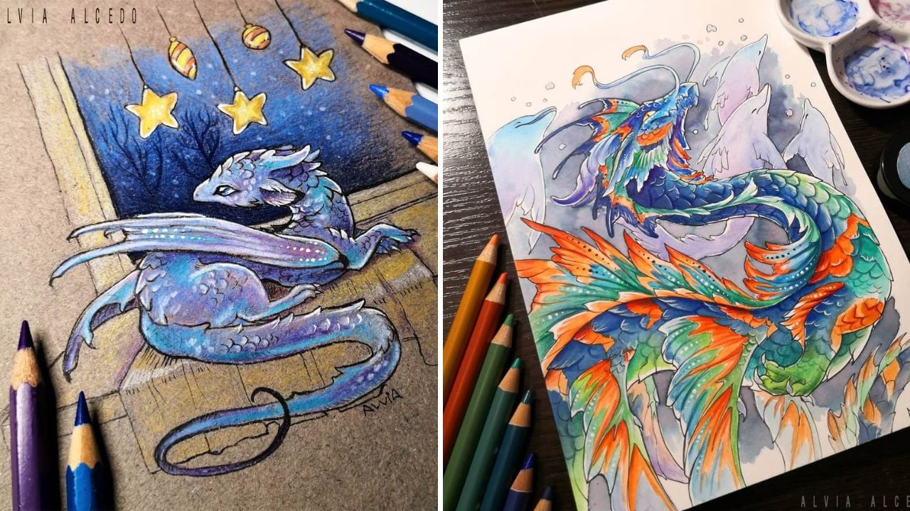 Dragões e Criaturas Fantásticas em desenhos e pinturas