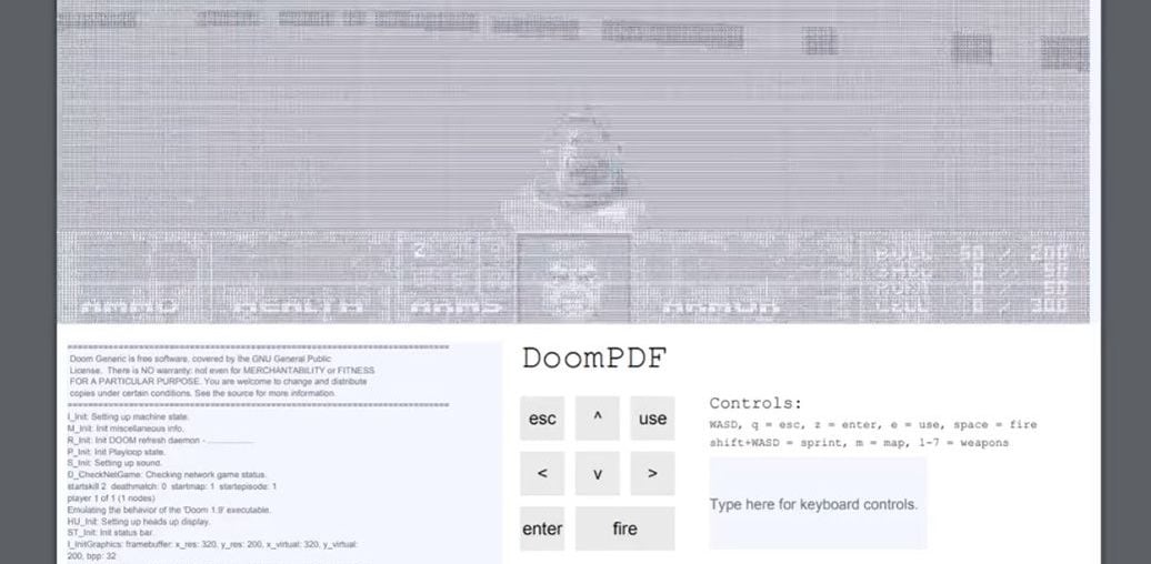 É possível rodar DOOM em um Arquivo PDF