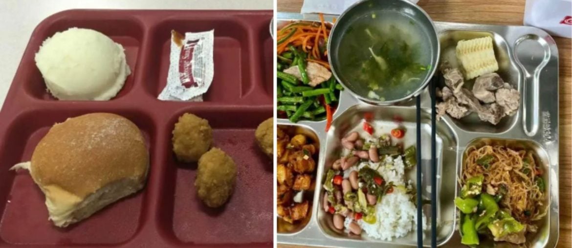 Estudantes chineses ficam chocados com almoços escolares americanos