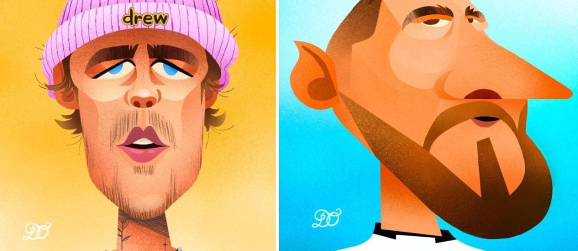 Artista cria caricaturas engraçadas de celebridades e personagens famosos