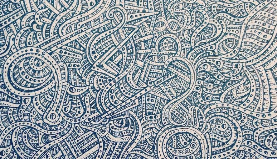 Desenhos abstratos em tinta no estilo zentangle e doodle