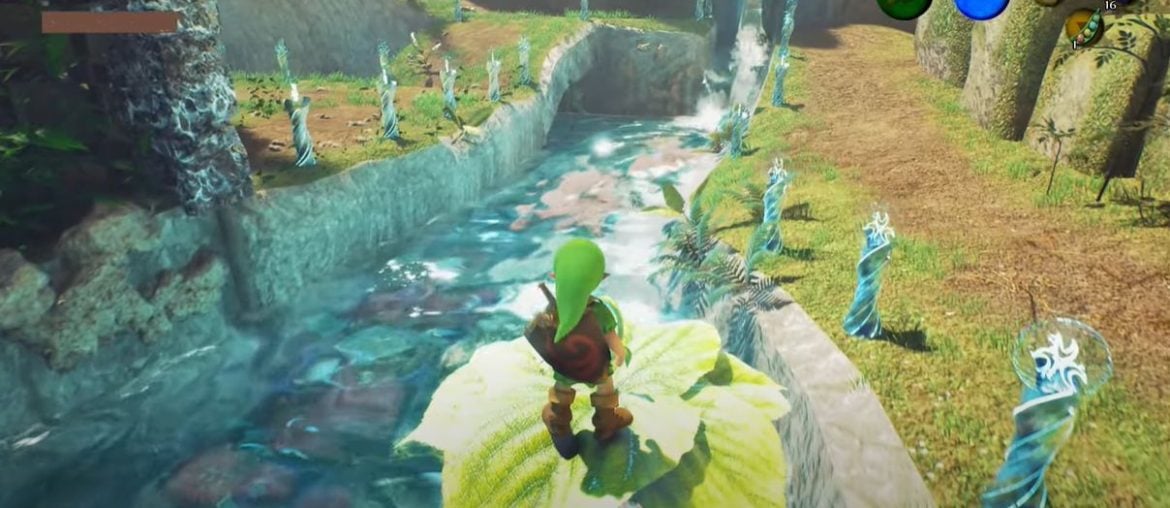 Vídeo de gameplay do remake de Zelda Ocarina of Time na Unreal Engine 5 mostra o rio Zora