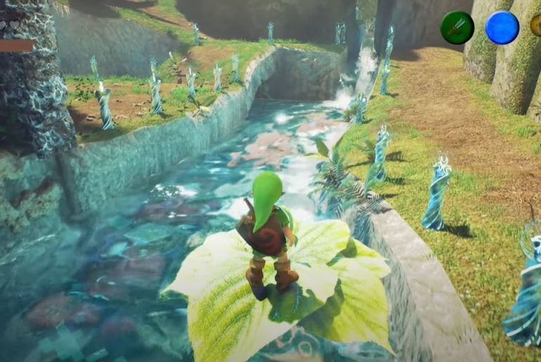 Vídeo de gameplay do remake de Zelda Ocarina of Time na Unreal Engine 5 mostra o rio Zora