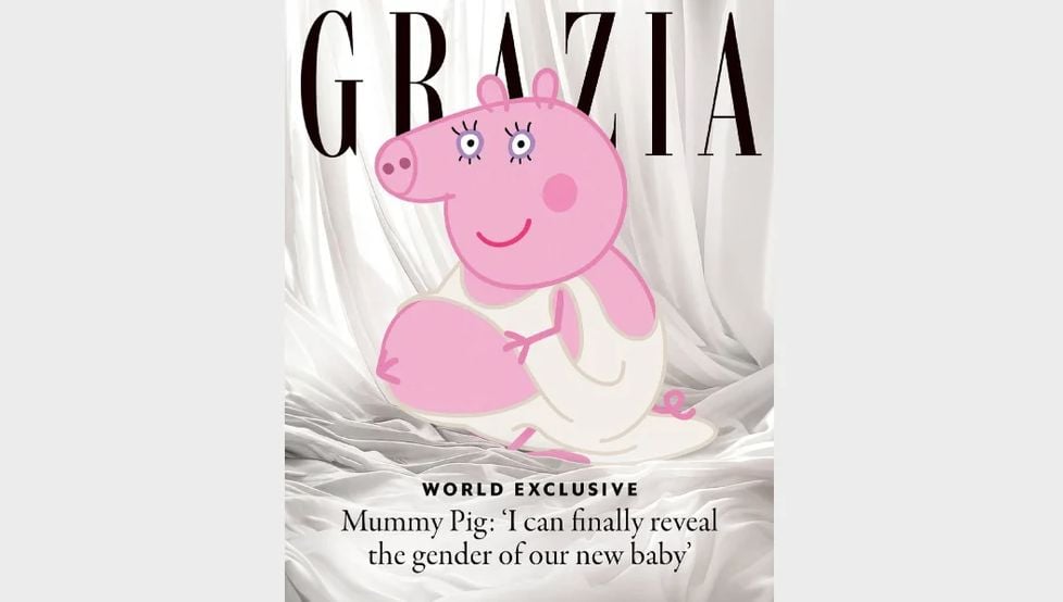 Mamãe Pig de Peppa Pig grávida estrela capa de revista e fala sobre desejos e apoio do marido