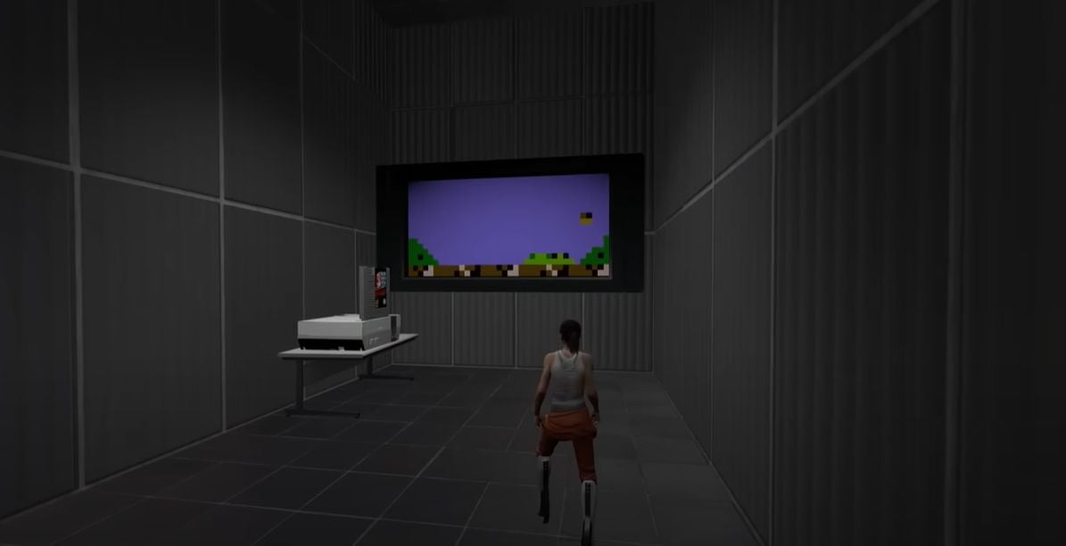 Rodar um emulador de NES dentro de Portal 2 não faz muito sentido, mas funciona