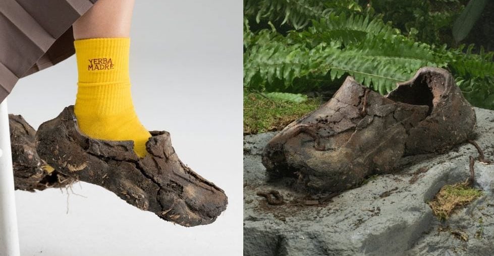 Marca de bebidas lança sapatos feitos de terra que se desfazem enquanto você caminha