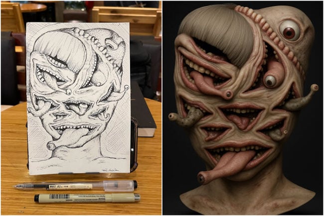 Com ajuda do ChatGPT, artista transforma esboços em ilustrações 3D de pesadelo