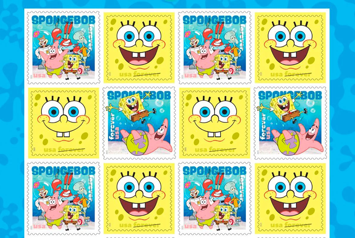 Bob Esponja e sua turma invadem os correios dos EUA com selos comemorativos especiais