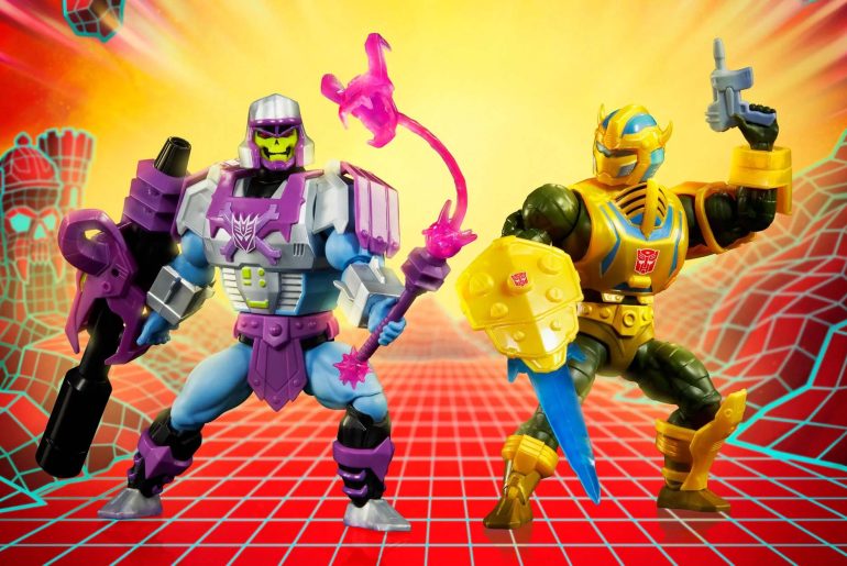 Esqueleto ganha armadura de Megatron e Duncan veste Bumblebee em crossover de MOTU x Transformers