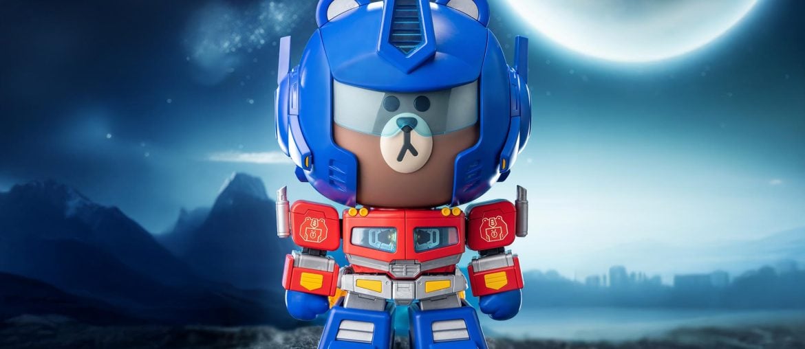 Transformers e Line Friends se unem: Optimus Prime encontra o ursinho Brown em crossover inusitado