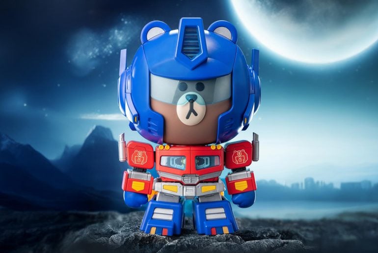 Transformers e Line Friends se unem: Optimus Prime encontra o ursinho Brown em crossover inusitado