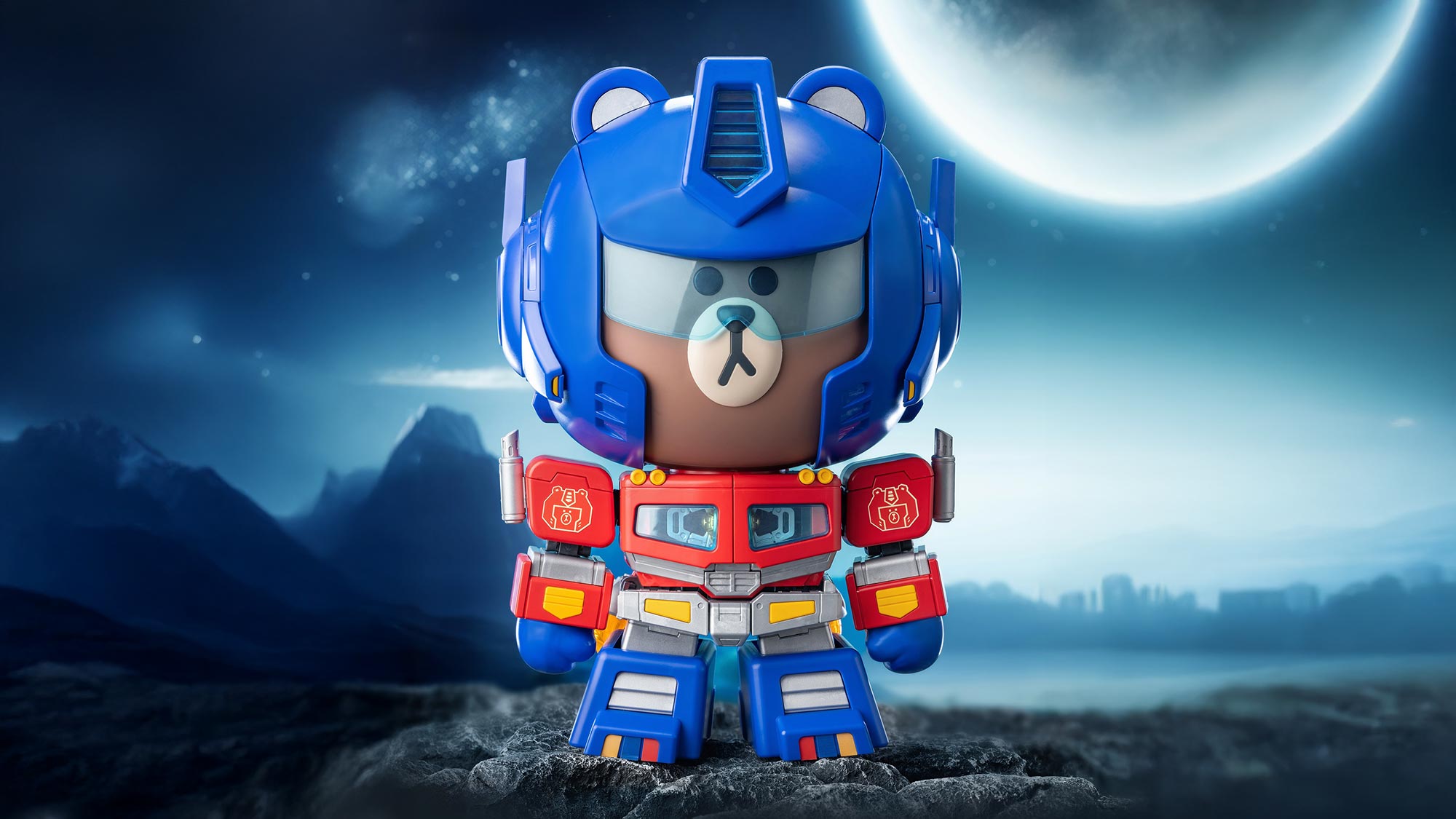 Transformers e Line Friends se unem: Optimus Prime encontra o ursinho Brown em crossover inusitado