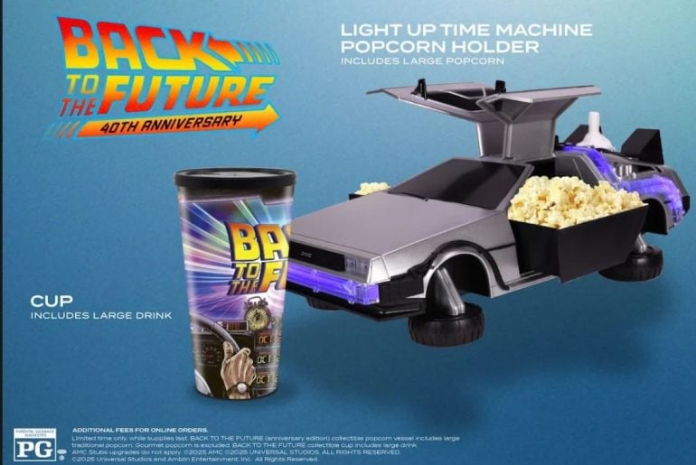 Balde de pipoca do De Volta para o Futuro é iluminado e em forma de DeLorean