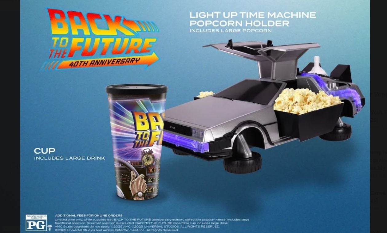 Balde de pipoca do De Volta para o Futuro é iluminado e em forma de DeLorean