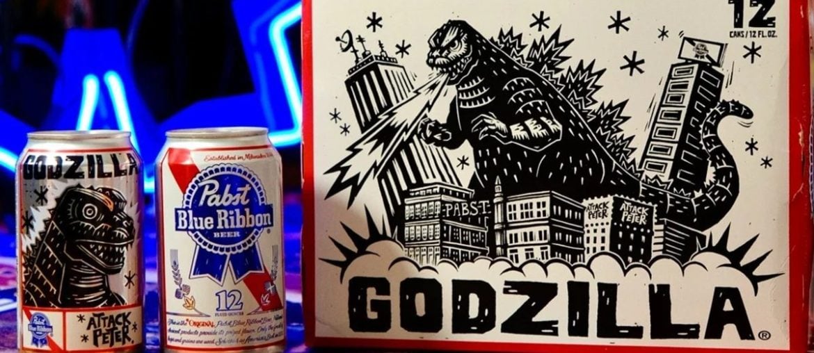 Godzilla invade lata de cerveja em Coleção Limitada da Pabst Blue Ribbon