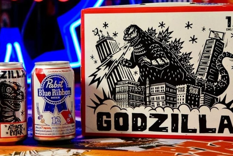Godzilla invade lata de cerveja em Coleção Limitada da Pabst Blue Ribbon
