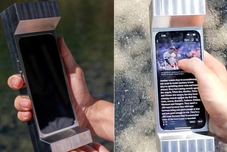 Capa de celular de 3 kg promete curar o vício em smartphones