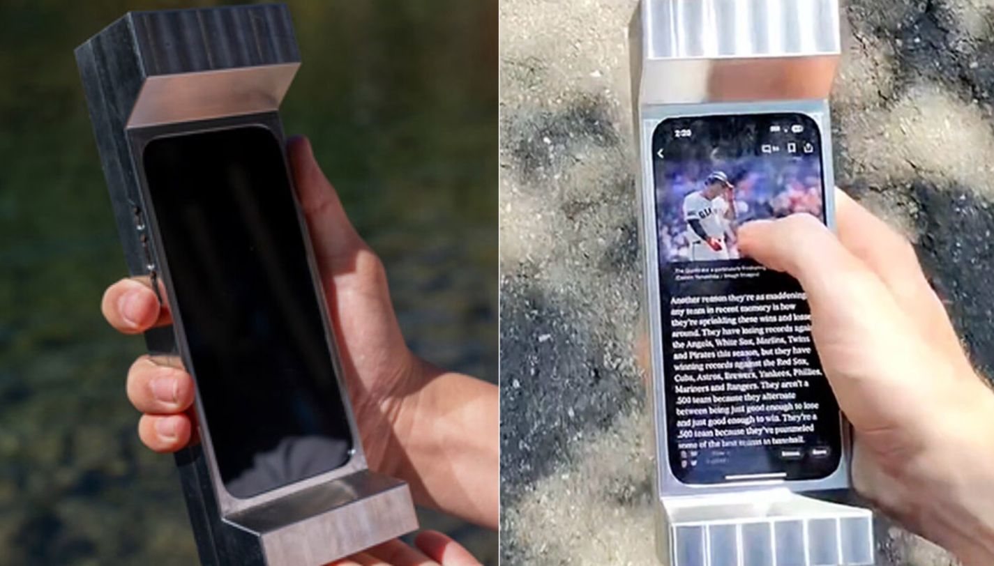 Capa de celular de 3 kg promete curar o vício em smartphones
