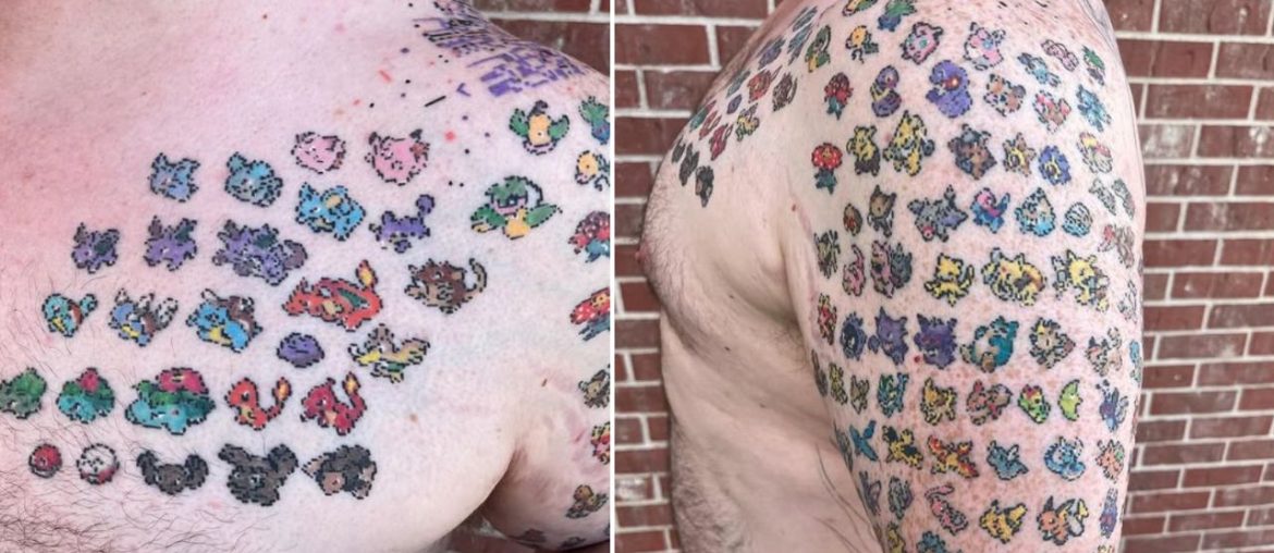 Colecionador tem todos os 151 pokémon tatuados