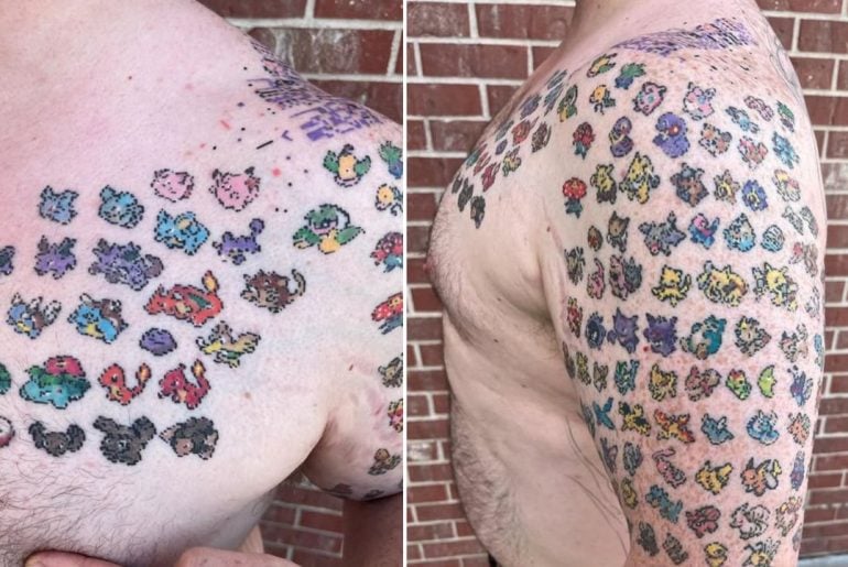 Colecionador tem todos os 151 pokémon tatuados