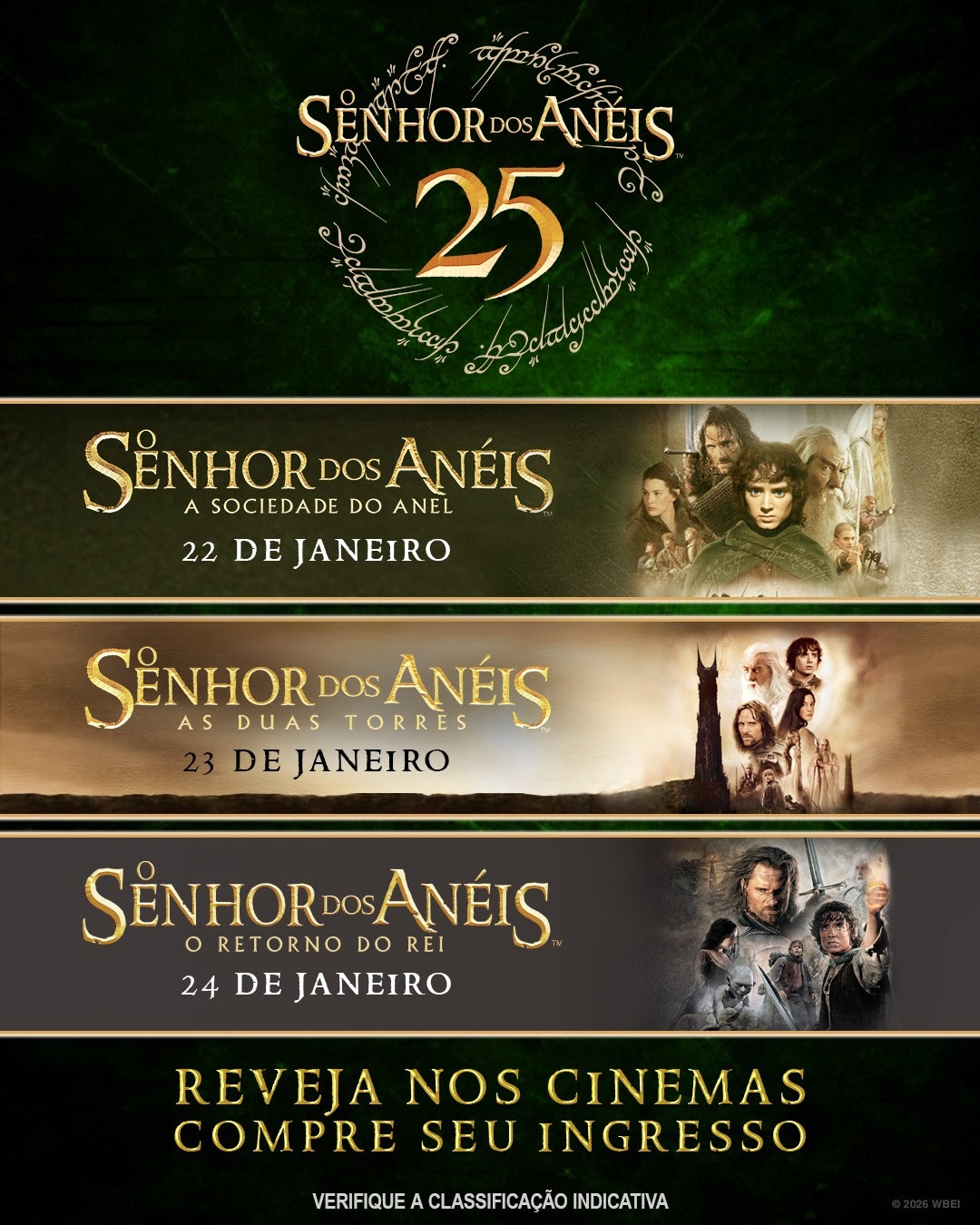 Imagem: Senhor dos Anéis completa 25 anos e retorna aos cinemas | Crédito: Warner/Divulgação