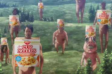 Cup Noodles faz crossover com Attack on Titan em animação que brinca com copos de ramen