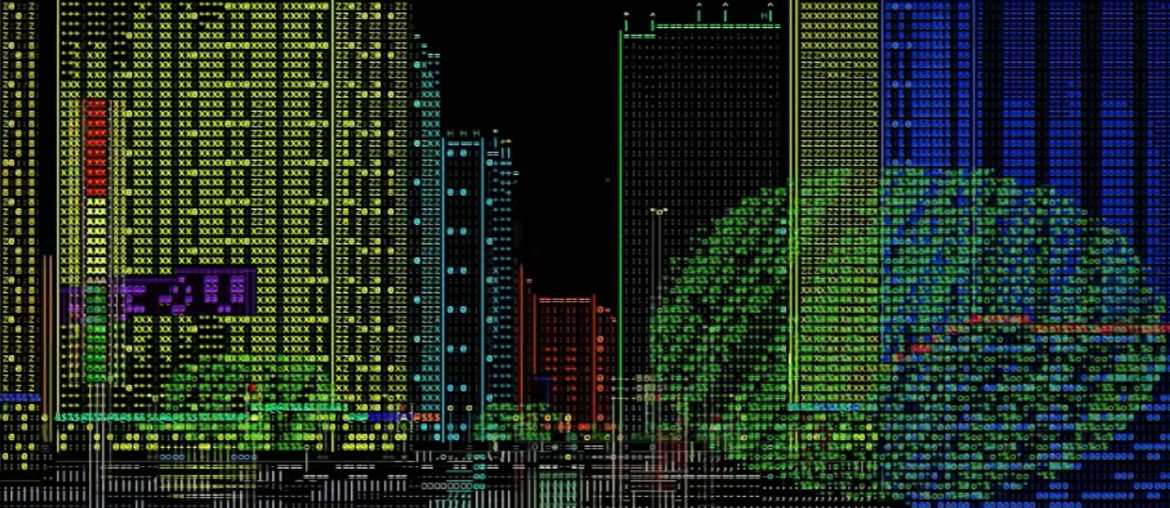 Cidade Cyberpunk em 3D é criada apenas com caracteres de texto ASCII