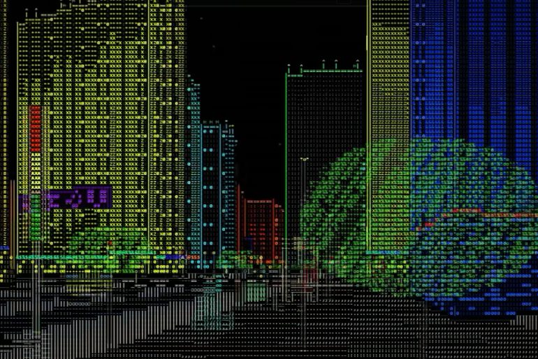 Cidade Cyberpunk em 3D é criada apenas com caracteres de texto ASCII