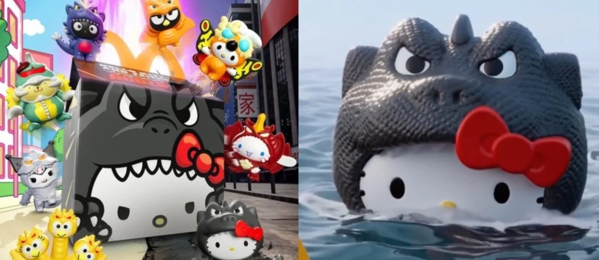 McDonald's lança coleção surreal de Hello Kitty x Godzilla no McLanche Feliz