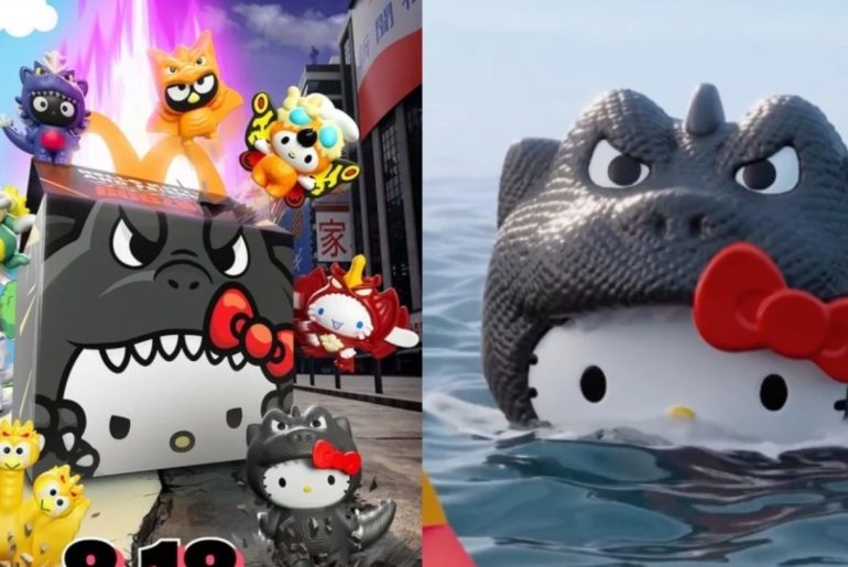 McDonald's lança coleção surreal de Hello Kitty x Godzilla no McLanche Feliz