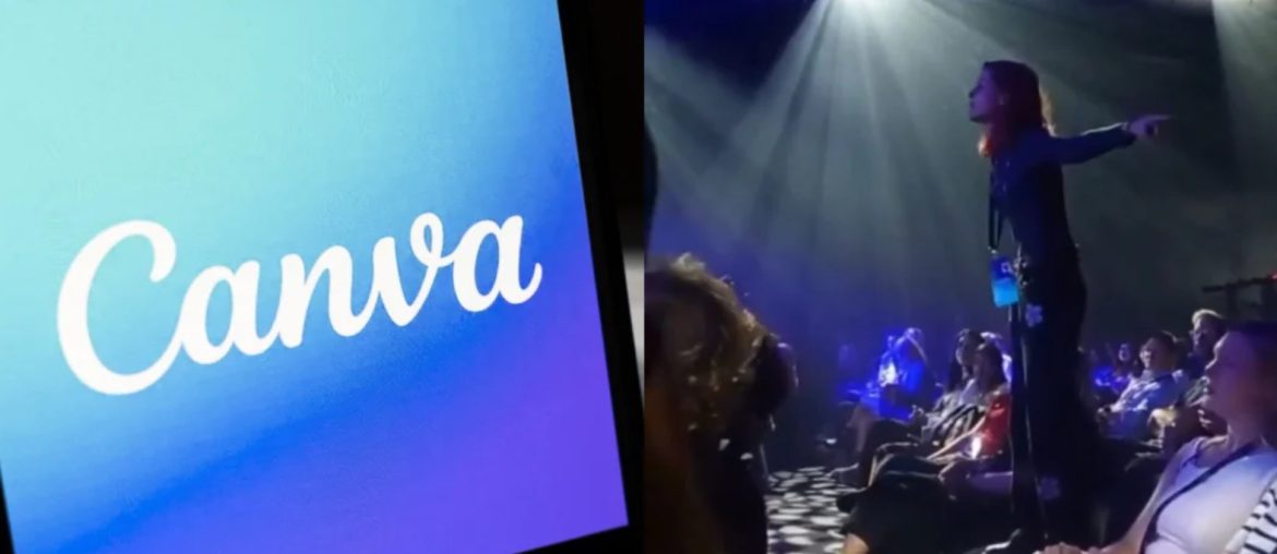 Ativista interrompe evento da Canva e critica impactos da inteligência artificial