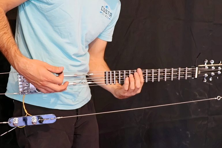 Youtuber cria guitarra sem braço e corpo usando cabos de aço