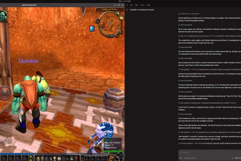 GPT 6 Astra joga World of Warcraft sem enxergar a tela e termina área inicial em 40 minutos